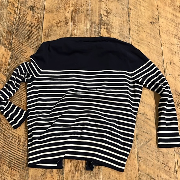 J. Crew Navy Blue Stripe open front  Sweater size small - Picture 13 of 14